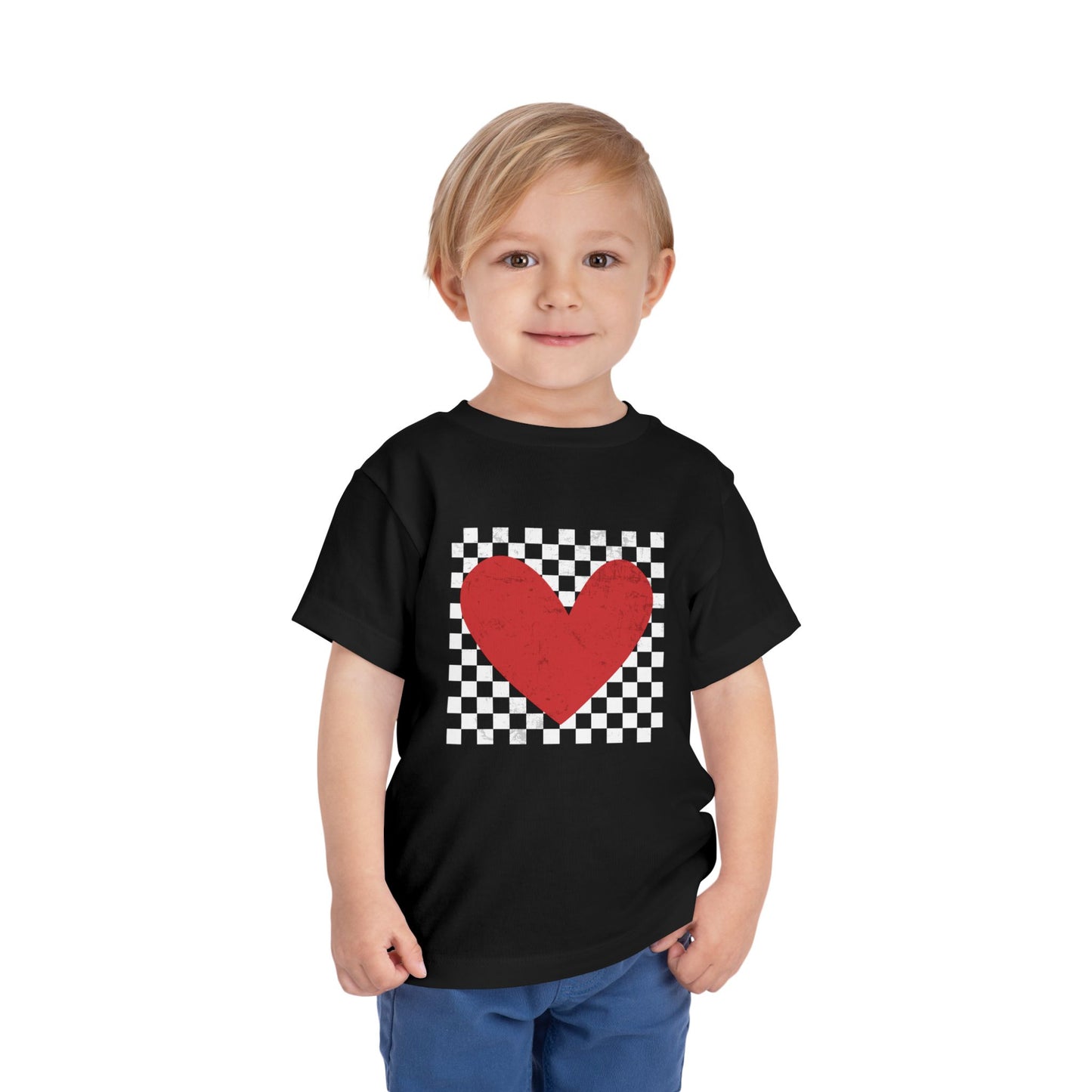 Valentine's Checkered Heart Shirt Toddler Tee